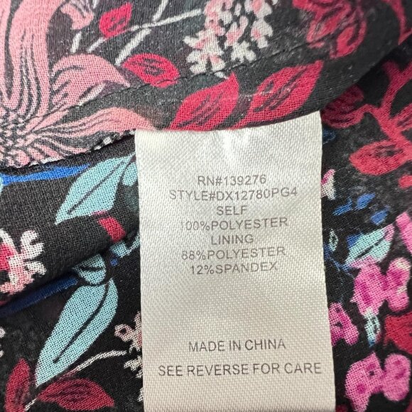 Daniel Rainn Womens Floral Print 3/4 Sleeve Blouse Size Extra Small Black & Burg - Picture 14 of 14